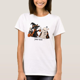 かわいい魔女猫コーヒー 怒ったお化け ハロウィン Tシャツ