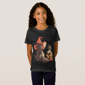 かわいい魔女猫デザイン Tシャツ (正面フル)