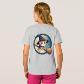 かわいい魔女猫+ほうき+月夜🎃 Tシャツ (裏面フル)