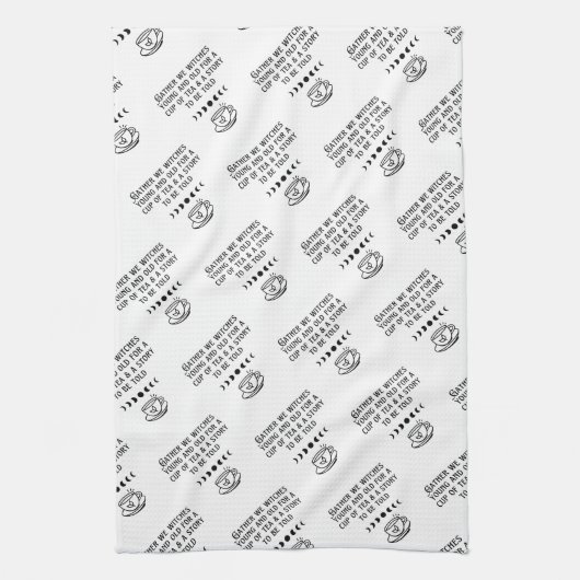 かわいい魔女白茶集めキッチンタオル キッチンタオル (縦)