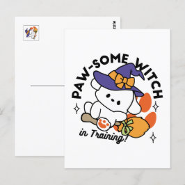 かわいい魔女見習い - ハロウィンの愛犬グッズ ポストカード