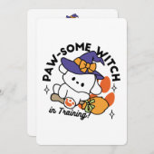 かわいい魔女見習い - ハロウィンの犬 シーズンカード (正面/裏面)