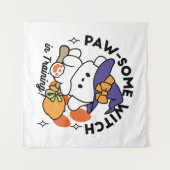 かわいい魔女見習い - ハロウィンの犬 タペストリー (正面(横))