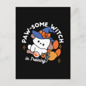 かわいい魔女見習い - ハロウィンの犬 ポストカード (正面)