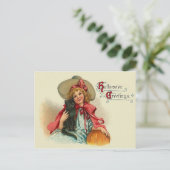 かわいい魔女黒猫カボチャ ポストカード (スタンド正面)