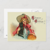 かわいい魔女黒猫カボチャ ポストカード (正面/裏面)