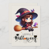 かわいい魔女2羽の鳥、ハッピーハローウィン (正面/裏面)