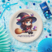 かわいい魔女2羽ハロウィーン ペーパープレート (パーティー)