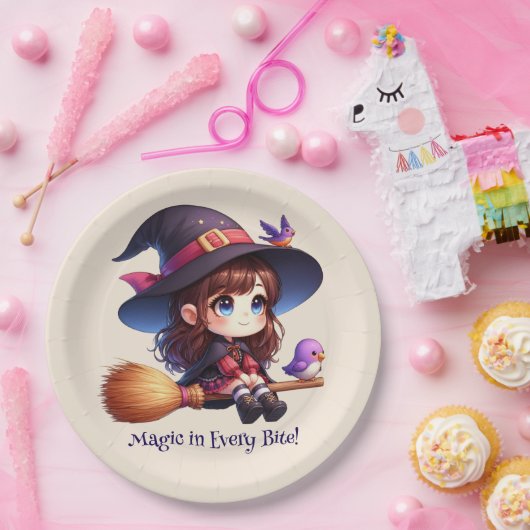 かわいい魔女2羽ハロウィーン ペーパープレート (パーティー)