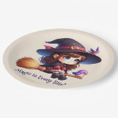 かわいい魔女2羽ハロウィーン ペーパープレート (アングル)