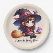 かわいい魔女2羽ハロウィーン ペーパープレート (正面)