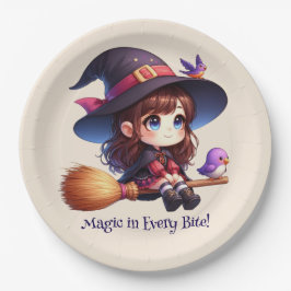 かわいい魔女2羽ハロウィーン ペーパープレート