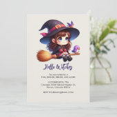かわいい魔女2羽ハロウィーン 招待状 (スタンド正面)