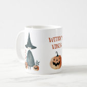 かわいい魔女&ジャックoランタン魔女バイブハロウィーン コーヒーマグカップ (正面左)
