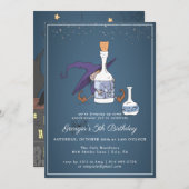 かわいい魔女 |ハロウィーン誕生日パーティーの招待 (正面/裏面)