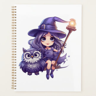 かわいい魔女&フクロウデザイン – かわいいハロウィンスタイル プランナー手帳
