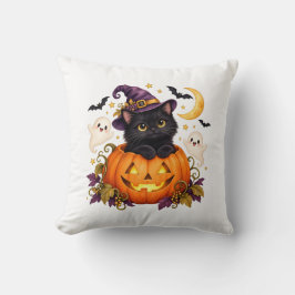 かわいい魔女 黒猫 パンプキン ハロウィン 枕