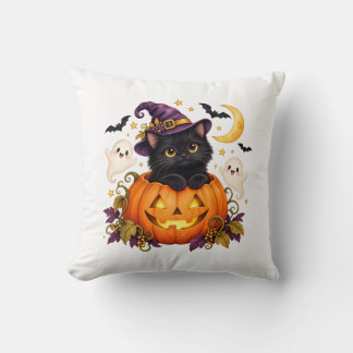 かわいい魔女 黒猫 パンプキン ハロウィン 枕