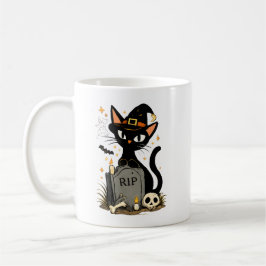 かわいい魔女 黒猫 墓地 ハロウィン コーヒーマグカップ