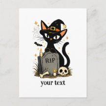 かわいい魔女 黒猫 墓地 ハロウィン