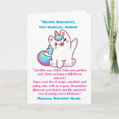 かわいい魔法のおもしろいユニコーン子供の誕生日挨拶 カード (正面)