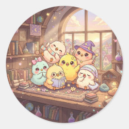 かわいい魔法のひよこステッカー ラウンドシール