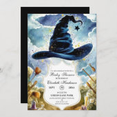 かわいい魔法のウィザードハットベイビーシャワー 招待状 (正面/裏面)