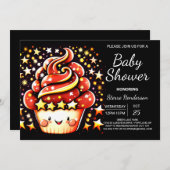 かわいい魔法のカスタムマフィン男の子ベビーシャワー 招待状 (正面/裏面)