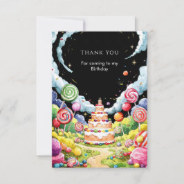 かわいい魔法のキャンディーランドの誕生日 サンキューカード