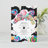 かわいい魔法のキャンディーランド誕生日 招待状 (スタンド正面)