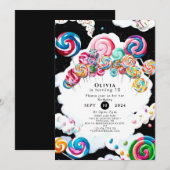 かわいい魔法のキャンディーランド誕生日 招待状 (正面/裏面)