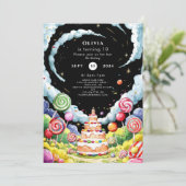 かわいい魔法のキャンディーランド誕生日 招待状 (スタンド正面)