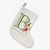 かわいい魔法のクリスマス小妖精や小人名モノグラムホリデイ スモールクリスマスストッキング (正面 (吊り時))