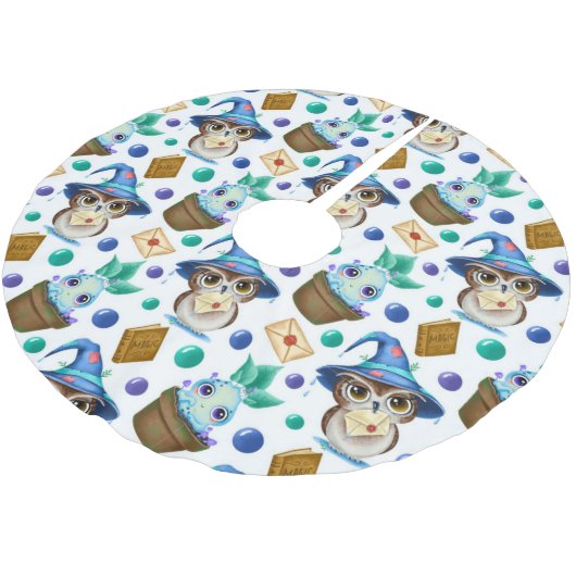 かわいい魔法のハロウィーンパターン ブラッシュドポリエステルツリースカート (アングル)