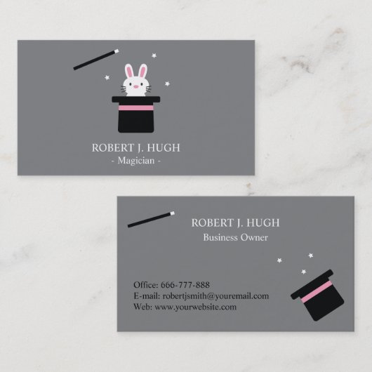 かわいい魔法のバニーの帽子および細い棒 名刺 (正面/裏面)
