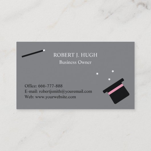 かわいい魔法のバニーの帽子および細い棒 名刺 (裏面)