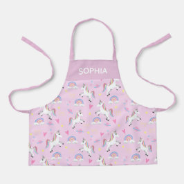 かわいい魔法のピンクのユニコーンパターンキッズ エプロン