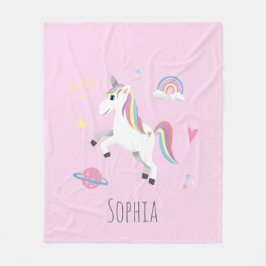 かわいい魔法のピンク・ユニコーン・キッズ フリースブランケット