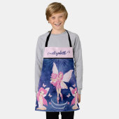 かわいい魔法のファンタジーピンクの3妖精お洒落女 エプロン (着用した状態)