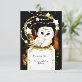 かわいい魔法のフクロウの誕生日 サンキューカード (スタンド正面)