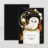 かわいい魔法のフクロウの誕生日 サンキューカード (正面/裏面)