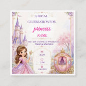  かわいい魔法のプリンセスの女の子の5歳の誕生日招待状 エンクロージャーカード (正面)