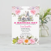 かわいい魔法のベビーユニコーン1歳の誕生日 招待状 (スタンド正面)