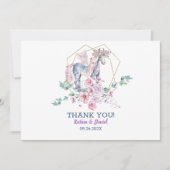 かわいい魔法のポニーとピンクのバラのリース 招待状 (正面)