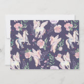 かわいい魔法のポニーとピンクのバラのリース 招待状 (裏面)