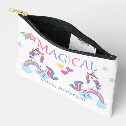 かわいい魔法のユニコーンとレインボースモール アクセサリーポーチ (見開き)