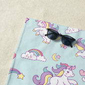 かわいい魔法のユニコーンのパステルカラー ビーチタオル (インサイチュ)