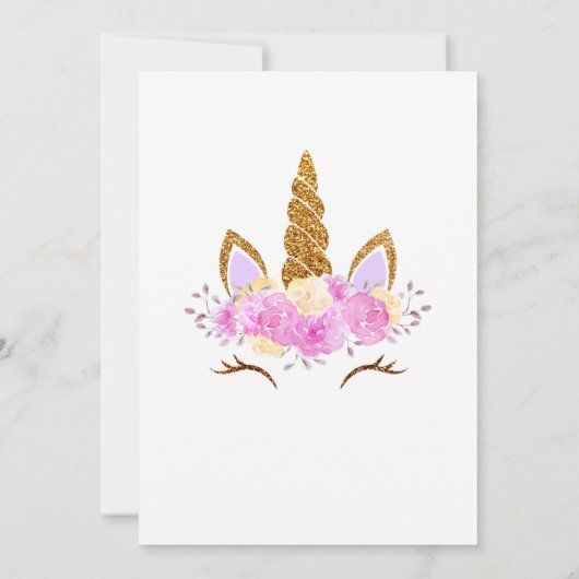 かわいい魔法のユニコーンの女の子の誕生日 招待状 (裏面)