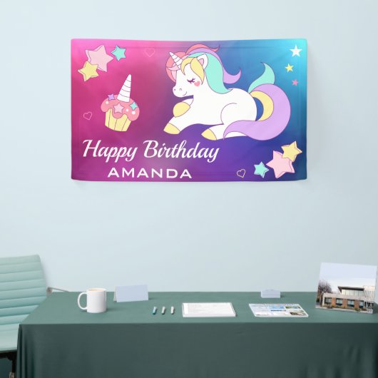 かわいい魔法のユニコーンの誕生会 横断幕 (トレードショー)