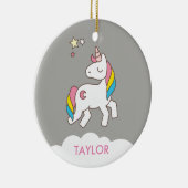 かわいい魔法のユニコーンを追加パーソナライズされた セラミックオーナメント (右)